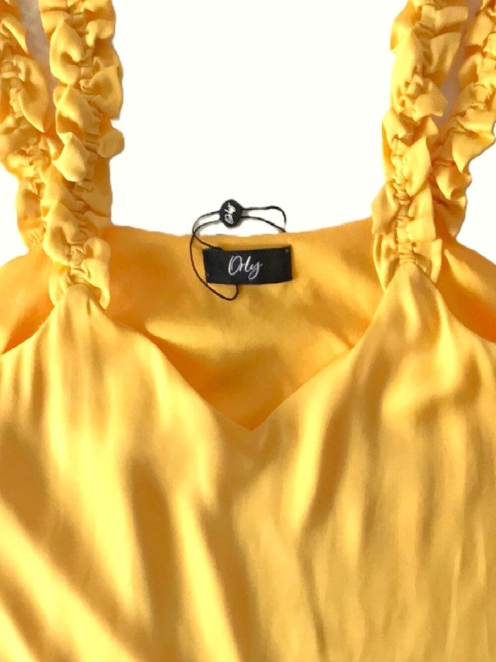 NEW Yellow Gold Silk Tank Blouse Ruffled Shoulders Fully Lined Size Medium NWT - Picture 4 of 13